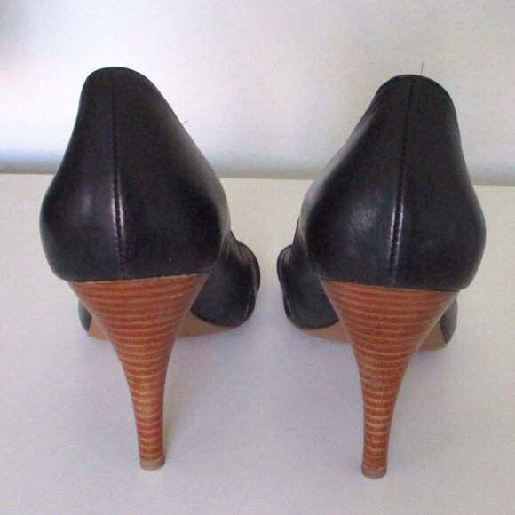 BP. "Daniella" Womens Black Leather Open Toe Pump w/3.5" Heel - Size 6M - Picture 8 of 9